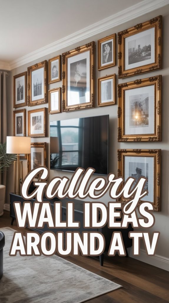 Ideas for Decorating Around a Wall-Mounted TV (That Instantly Elevate Your Living Room) tv gallery wall
