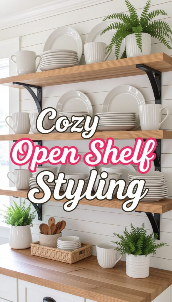 10 Cozy Kitchen Ideas That Make Cooking and Hosting Feel Effortless open shelf