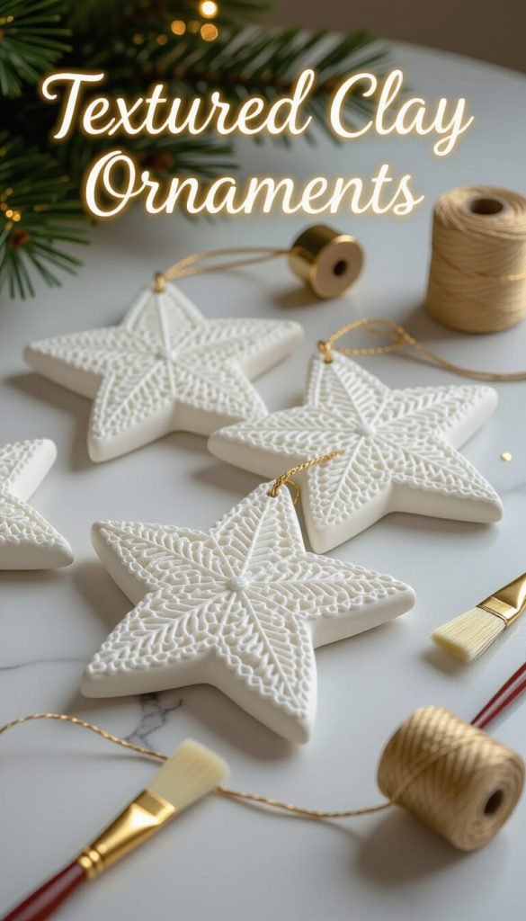 DIY Air Dry Clay Ornaments & Holiday Decor Ideas textured ornaments